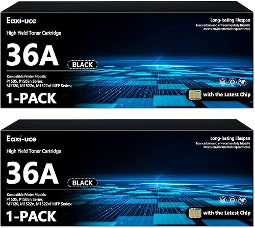 (con chip) Cartucho de tóner negro 36A CB436D, paquete de 2 | Cartucho de tinta 36A CB436A de repuesto para cartucho de tóner HP36A funciona con