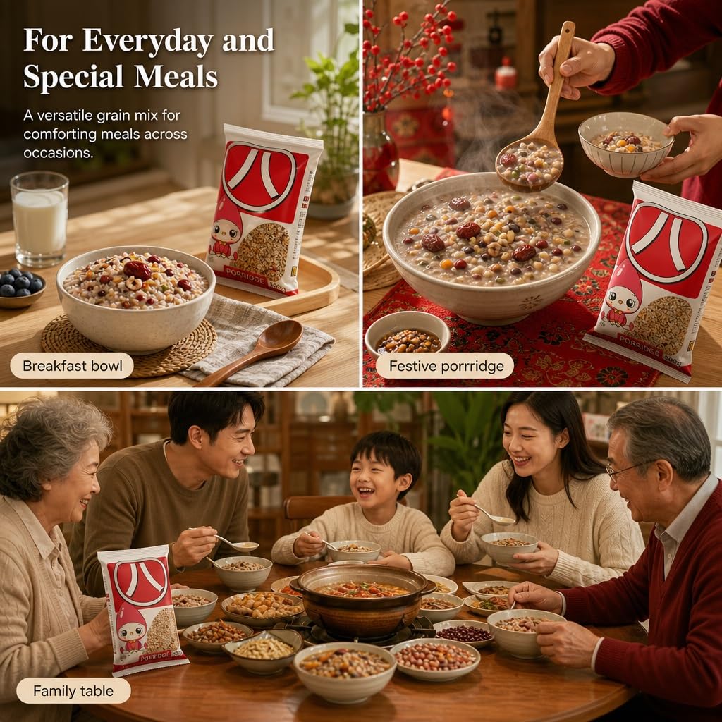 500 G X 2 Mieszanka Owsianki Eight Treasure - 10-ziarnista Laba Congee, Pożywne Płatki Śniadaniowe, Pełnoziarniste Ziarna I Fasola Do Szybkiego Gotowania
