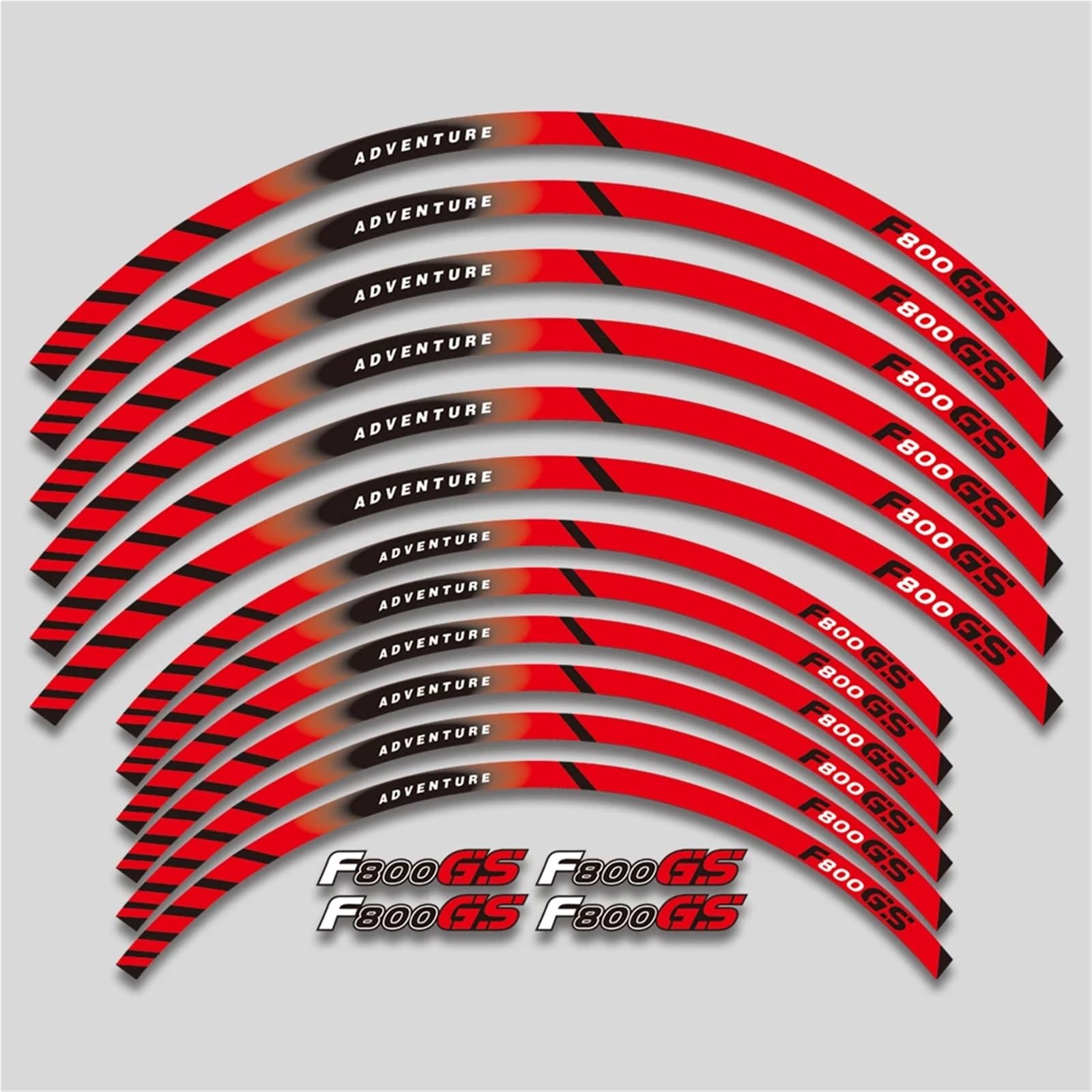 Dekorative Aufkleber 21″17″ Motorradräder Aufkleber Felge Reifen Reflektierende Streifen Zubehör Set Für BMW F800GS F800 Gs F 800GS 800 GS(Red 1)