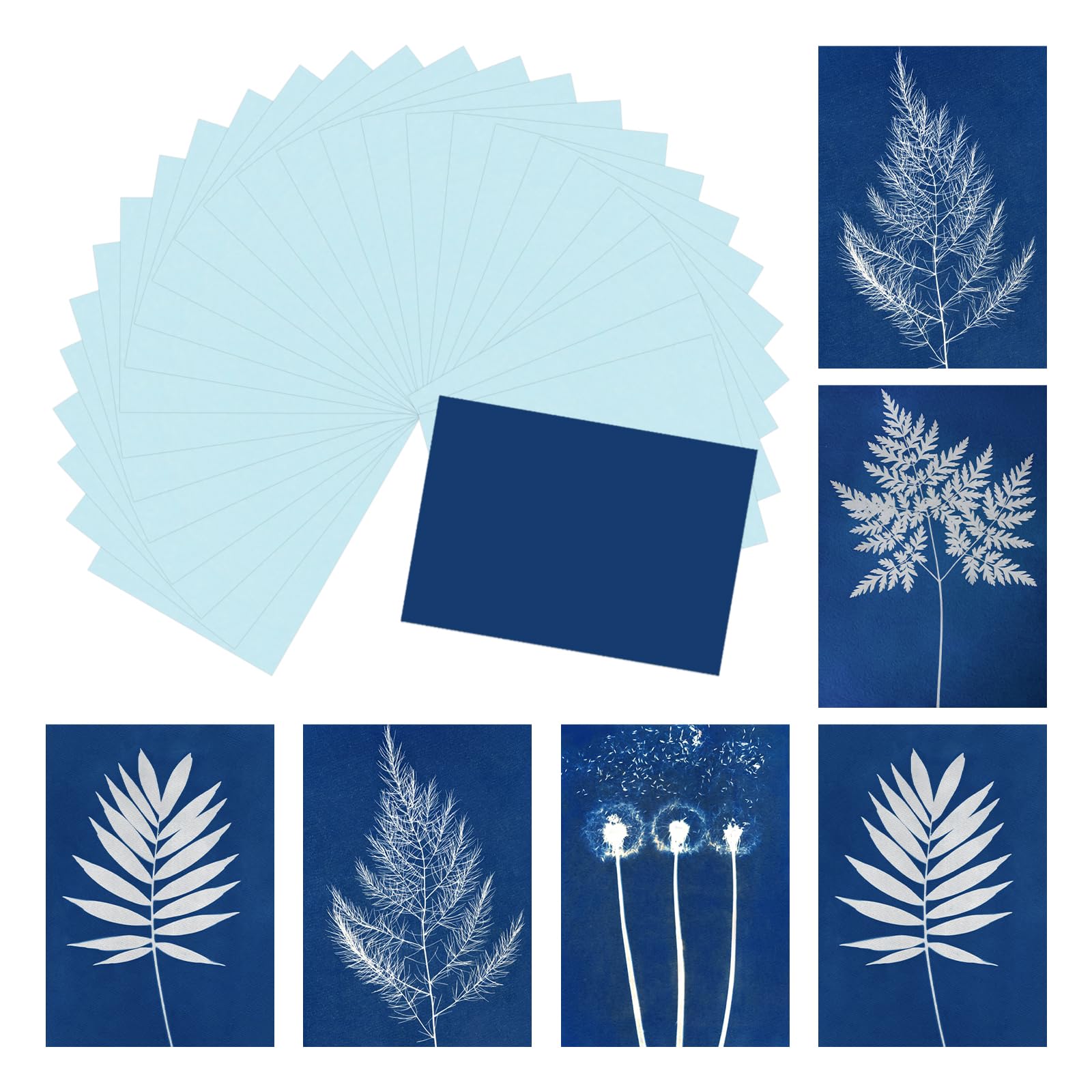 sourcing map Cyanotype Paper,24 Sheet Sun Print Kit High Sensitive Sun Light Blue Crafts Paper for Adults DIY Project Art,5.8x8.3 Inch (A5)