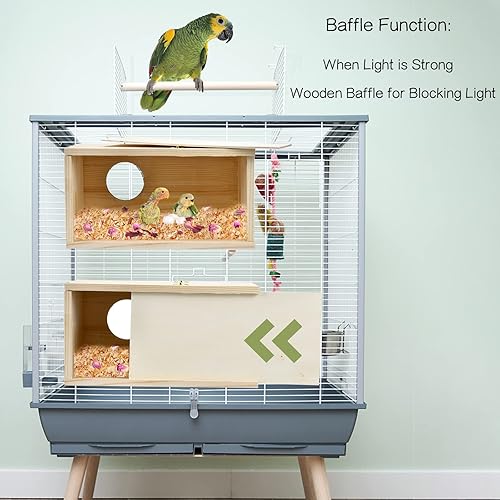 Miniatura 9 de CooShou Caja anidadora de periquitos para cacatúas, pino natural, nido de pájaros, caja de cría de pájaros, caja de acrílico transparente para