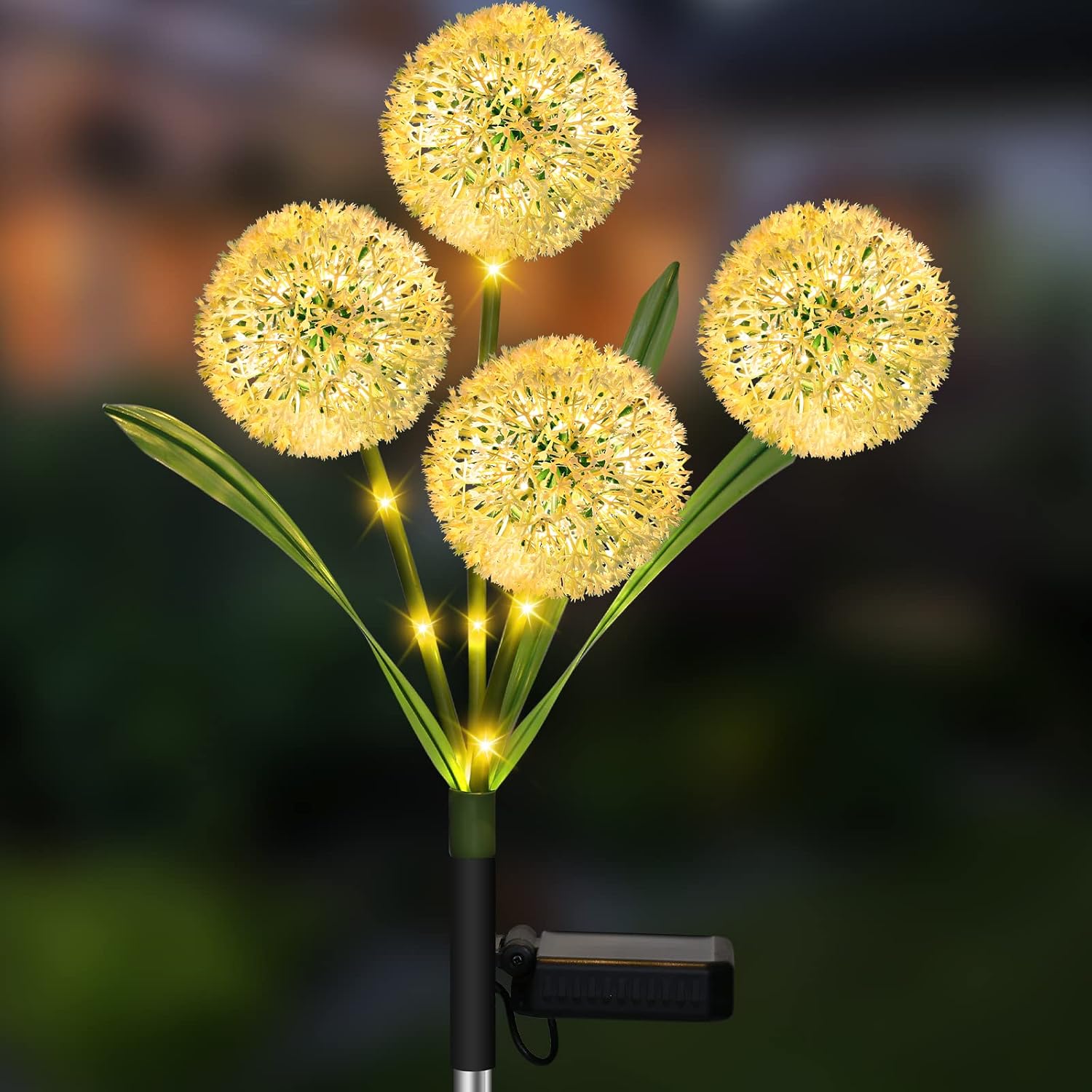 URPOWER Solar Lights Outdoor Decorative, Upgraded 3 Heads Solar Dandelion Garden Lights with 2 Bright Light Modes, IP65 Waterproof Solar Flower Lights for Yard, Patio, Pathway Decor (Warm) (1pack)