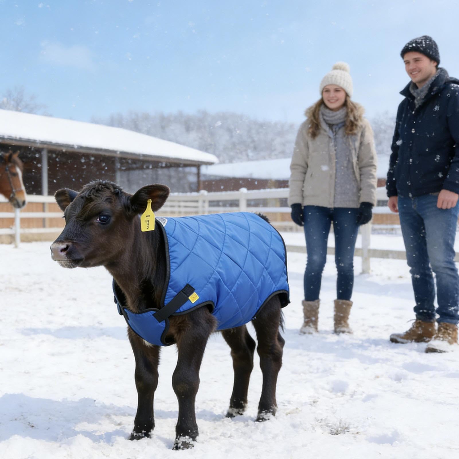 Genérico Manta para Terneros | Abrigada con Forro Polar | de Invierno Acolchada para Terneros - para Potros, Ovejas, Vacas, Ganado, Animales Pequeños, Clima Frío, Establos Interiores y Exteriores