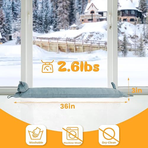 Miniatura 9 de NABOWAN Tapón para debajo de la puerta de 32 pulgadas  Adorable perro resistente bloqueador de corrientes de aire para puerta y ventana topes de