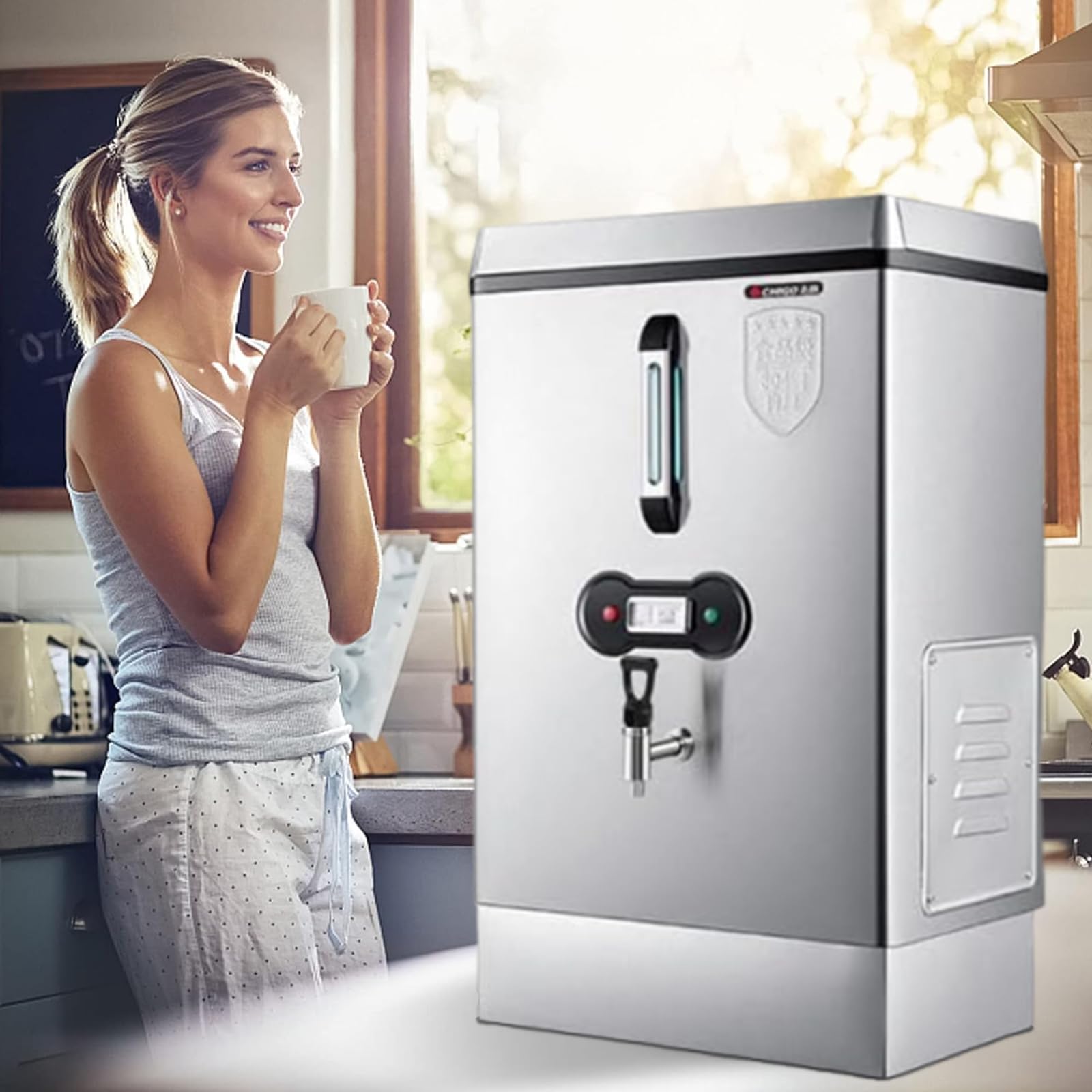 Caldaia elettrica per acqua calda, erogatore istantaneo di acqua in acciaio inossidabile da 40 litri con rubinetto per casa e ufficio, funzione di mantenimento del calore