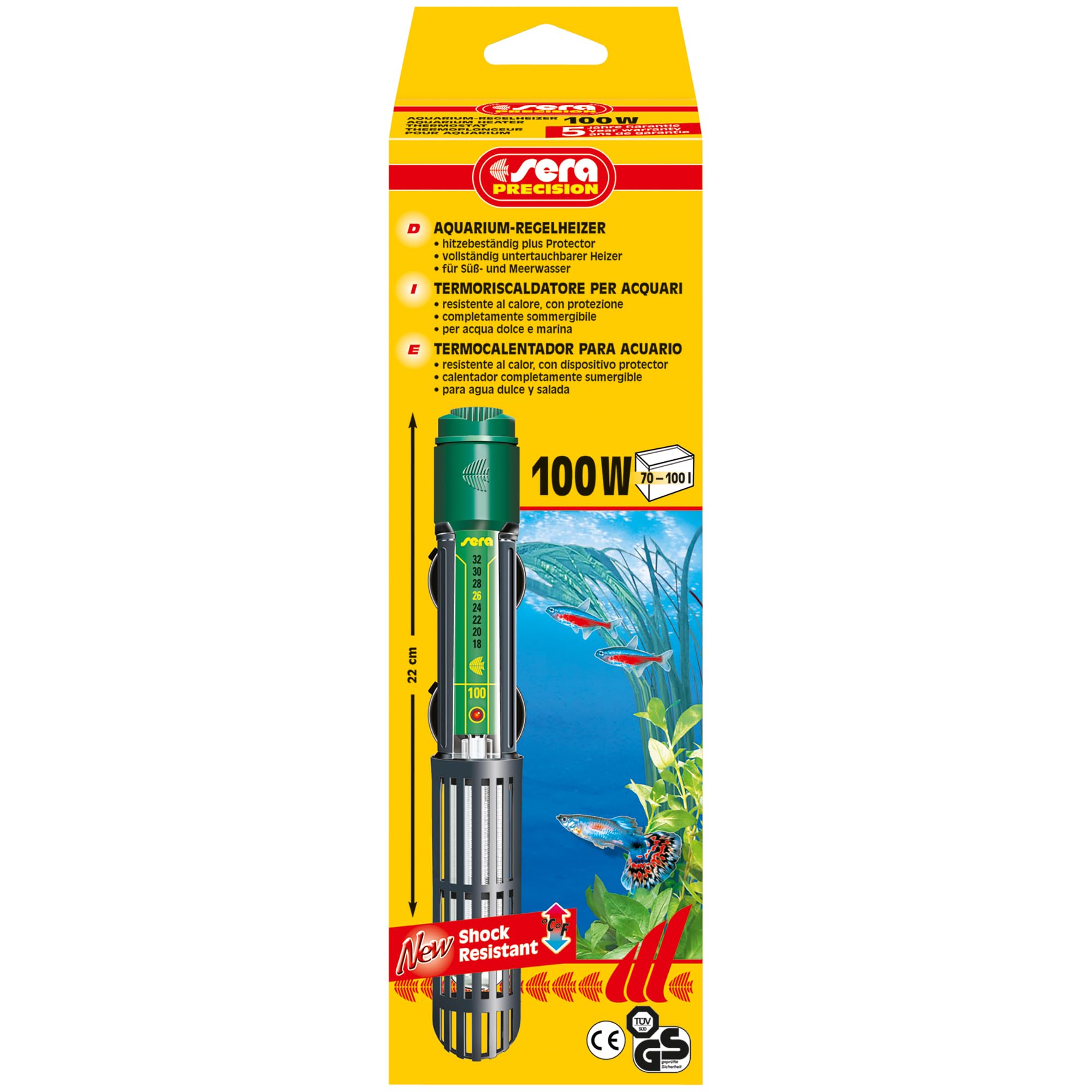 sera thermoplongeurs pour aquarium 100w | thermoplongeurs en différentes classes de puissance | pour la température optimale de l'eau