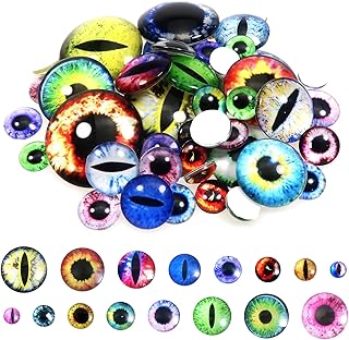 TOAOB 160pcs Glass Dragon Eyes Assorted Colors Cabochon Eyes 6mm to 30mm Half Round Dragon Eyes for Clay Doll Making Sculp...
