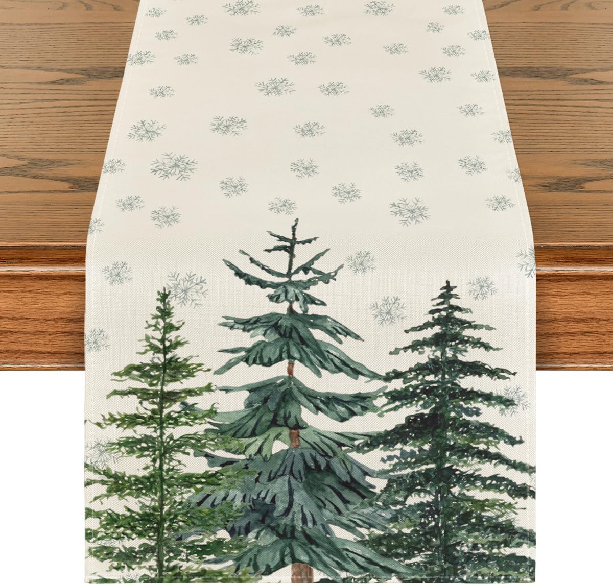 Artoid Mode Pine Tree Snowflake Christmas Table Runner, Seasonal Winter Merry Xmas Kitchen Dining Table Decoration for Home Party Decor 40x180 cm
