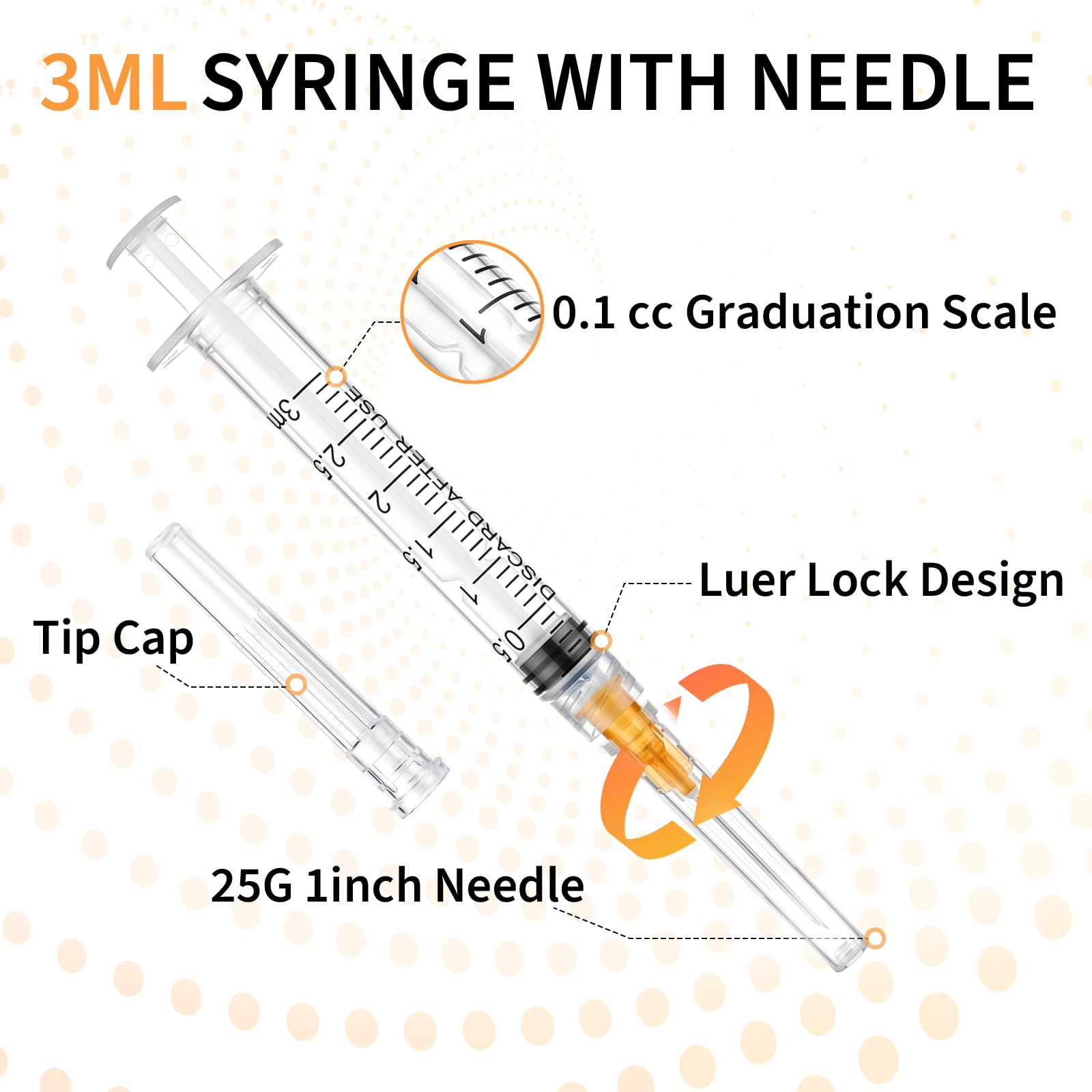 15 Pack 3ml/cc 25G × 1"(25mm) Lab Tools, Luer Lock, School Laboratory — Amazon image 2
