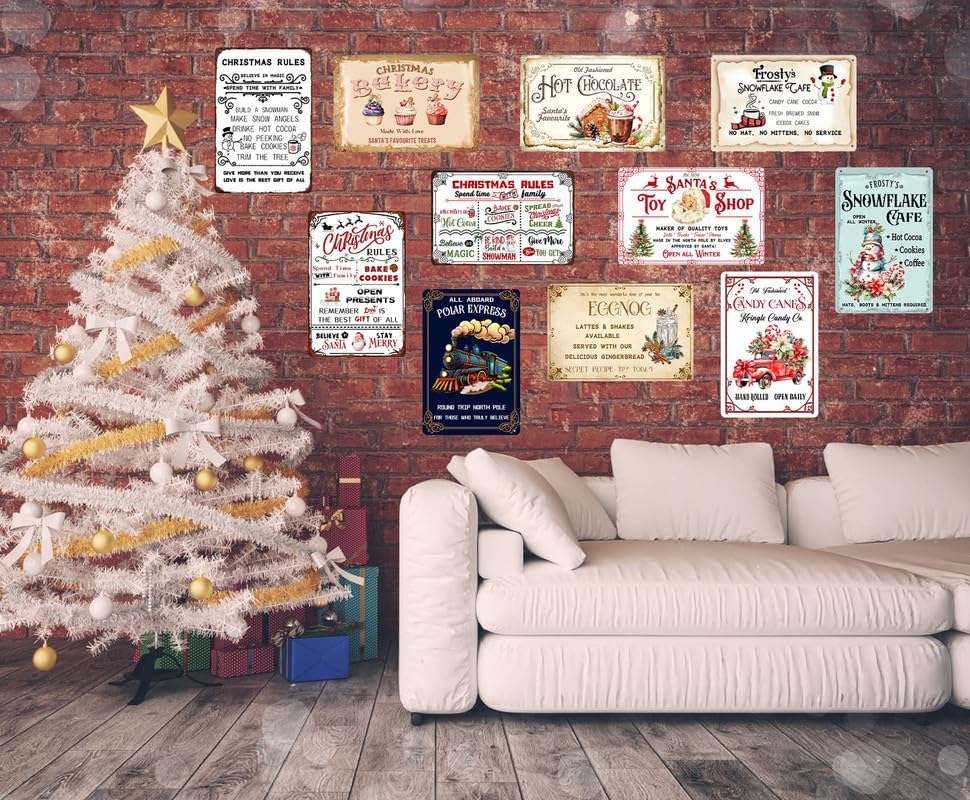 Miniatura 7 de Letrero de metal con reglas de Navidad, con texto en inglés Pasar tiempo con la familia, decoración de casa de campo, decoración de Navidad, póster