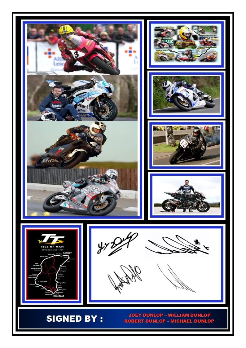 (61) Joey Dunlop William Dunlop Robert Dunlop Michael Dunlop Isle Of Man TT LegendsSigned A4 Photograph (21 X 297 CM) Art Work Wall Art Display Great Gift Idea (REPRINT) #####
