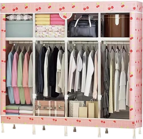 Miniatura 14 de large closets Large Closet Steel Rack Clothes Closet with Pattern Cloth Cover Closets for Bedroom Hanging Closet Fashion Portable Wardrobe