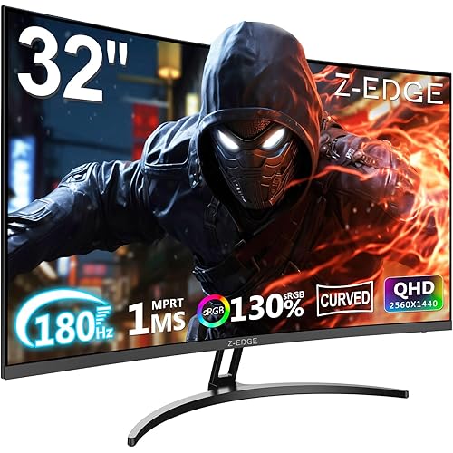 Z-Edge 32 inch Curved Gaming Monitor, QHD 1440P 180Hz 165Hz 144Hz Curved Monitor, 1500R Computer Monitor, MPRT 1ms Monitor, 16.7M Colors, 3000:1 Contrast, UG32 Ultra Slim Bezel, DP x2, HDMI x2