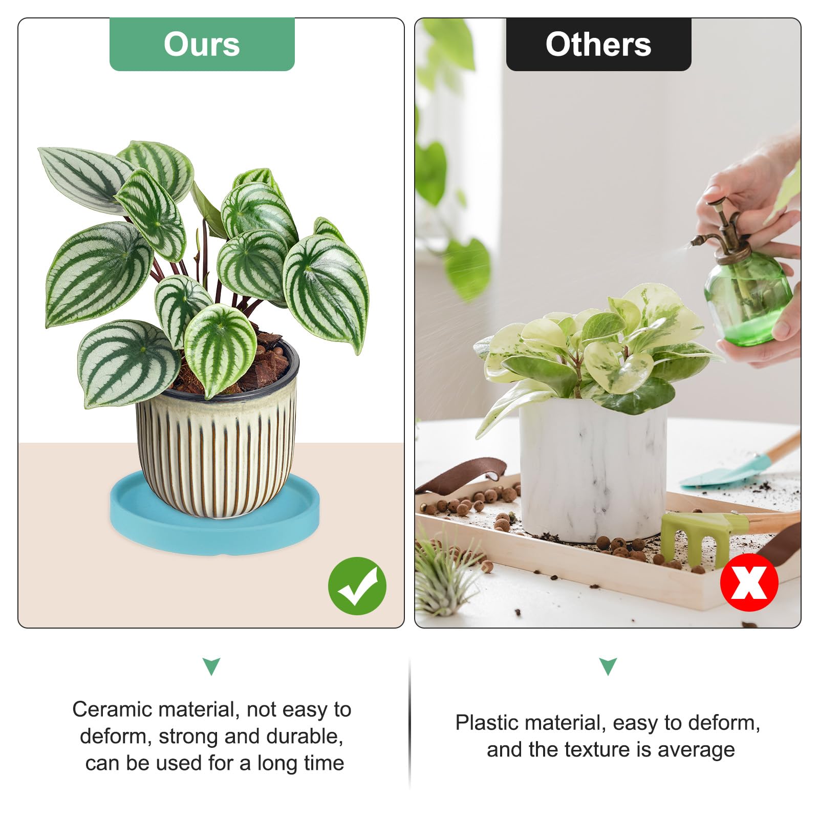 M METERXITY 2-Pack Ceramic Plant Saucer, 6.3 Inch 16cm Plant Water Catcher Tray - Image 4