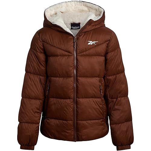 Reebok Girls Winter Coat - Heavyweight Quilted Sherpa Lined Parka Puffer Jacket - Warm Winter Jackets for Girls