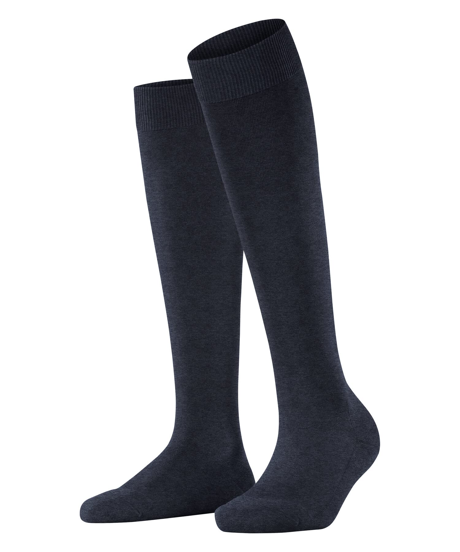 FALKE Women's ClimaWool W Kh Temperature-Regulating Long Plain 1 Pair Knee-High Socks, Blue Navy Melange 6127, 4-5