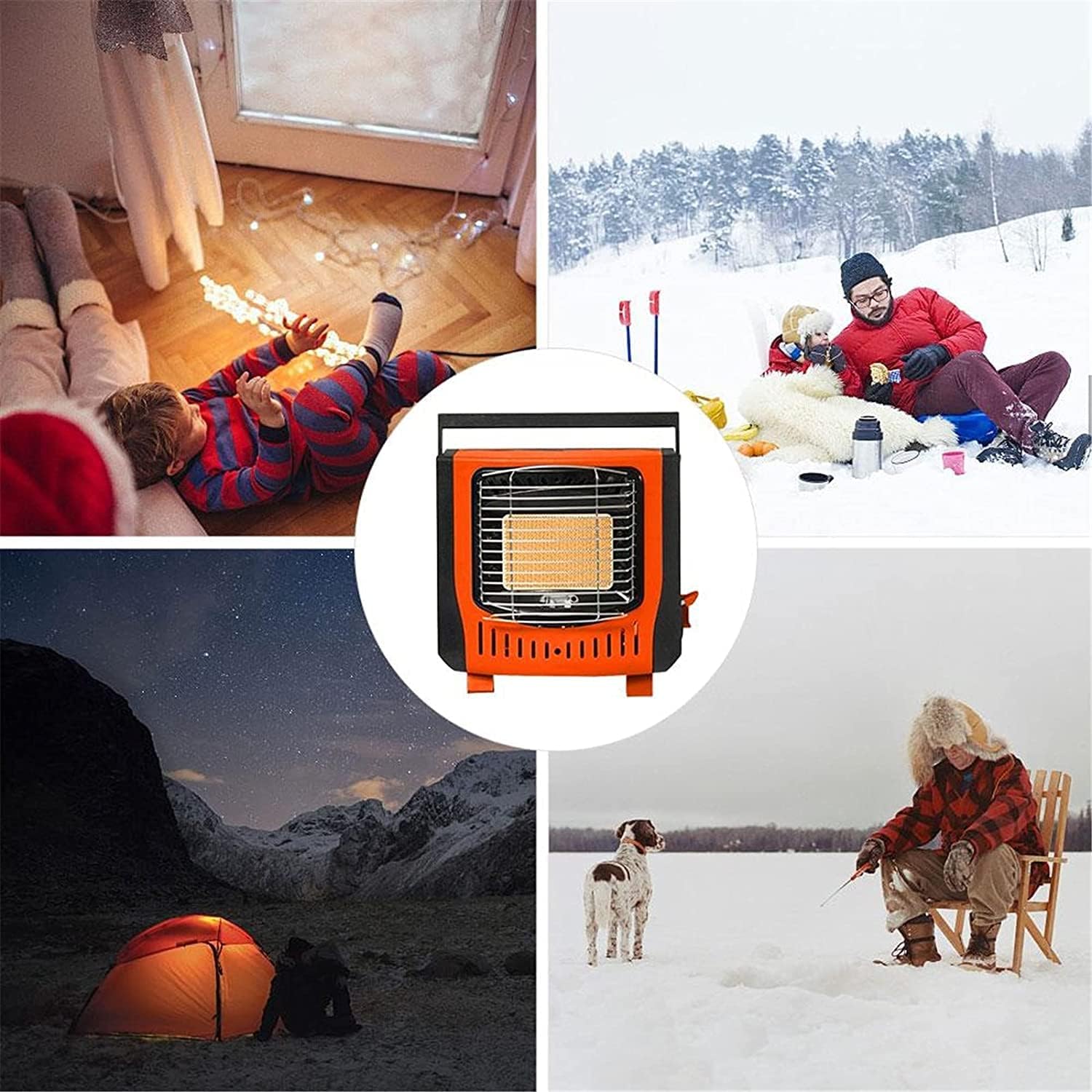 Kerosene Heater, Portable Camping Gas Heater, Free Standing Outdoor Heating Stove with Multiple Protection Devices and Handle, for Camping, Hiking