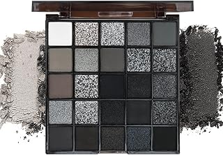 Ögonskuggspalett – 25 färger (25 g) | Mörka rökiga skuggor med högpigmenterad formel, kvälls-/festmakeup | Nattklubbs- och scenutseende
