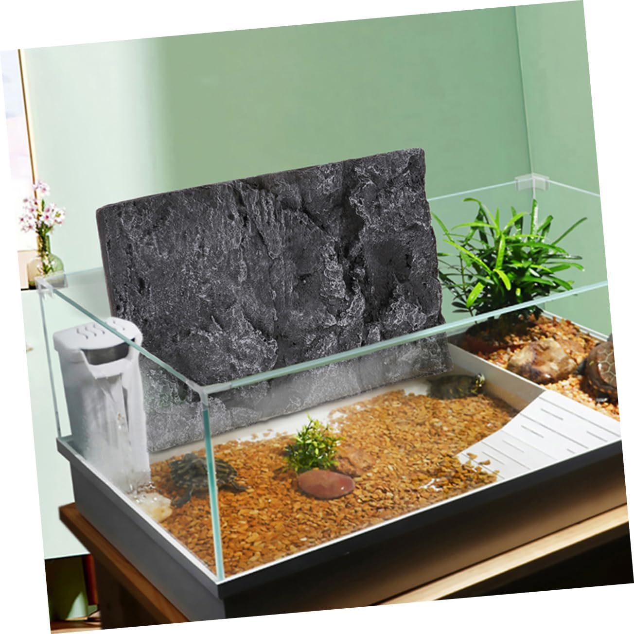 Toyvian 2pcs Rock Texture Aquarium Background Decoration for Fish Tanks Lightweight and Realistic Reptile Environment Easy to Use Simulation