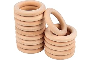 30 Pcs Teething Wooden Rings, Macrame Rings, DIY Jewelry Connectors
