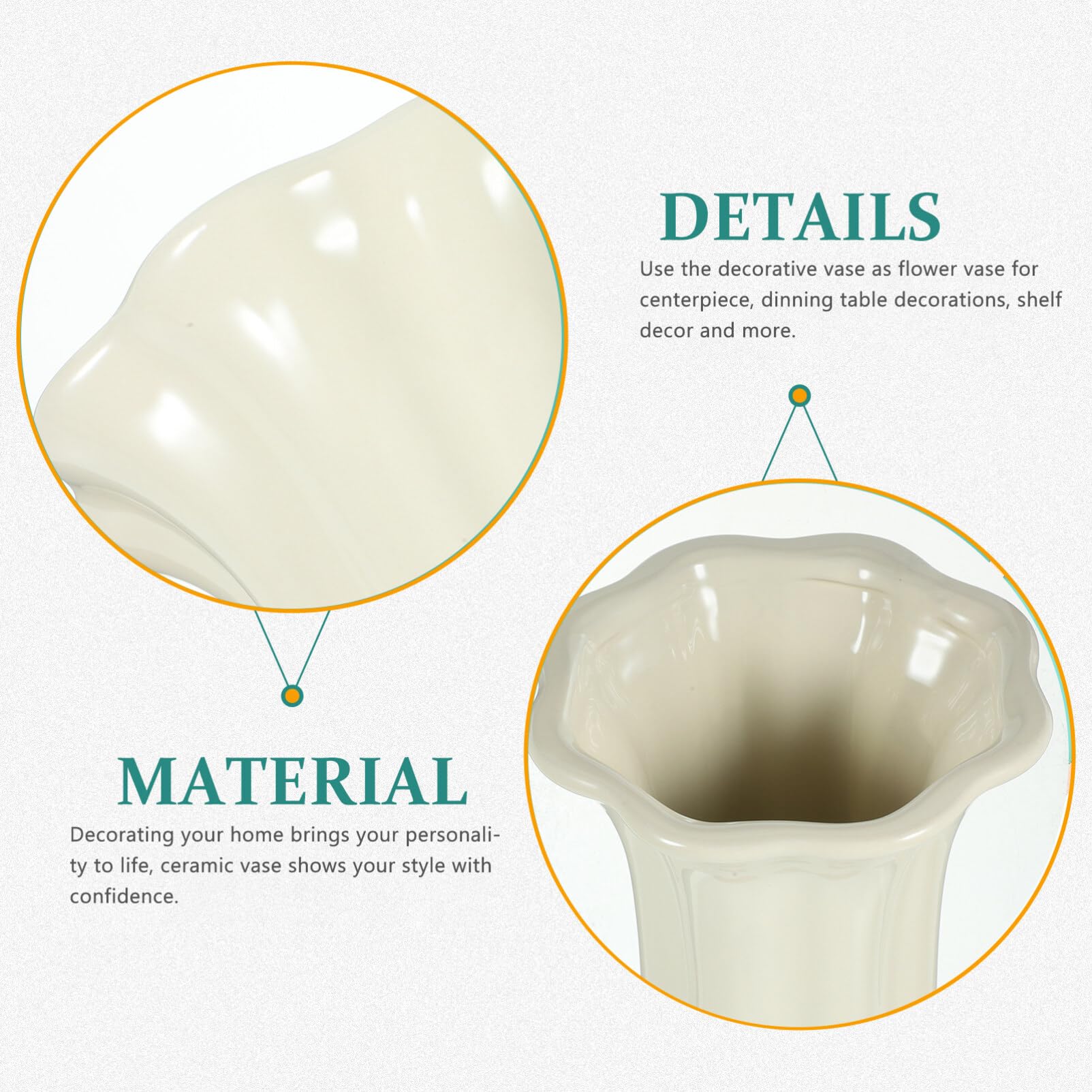 Beige Ästhetische Keramikvase, Große Vase für Trockenblumen