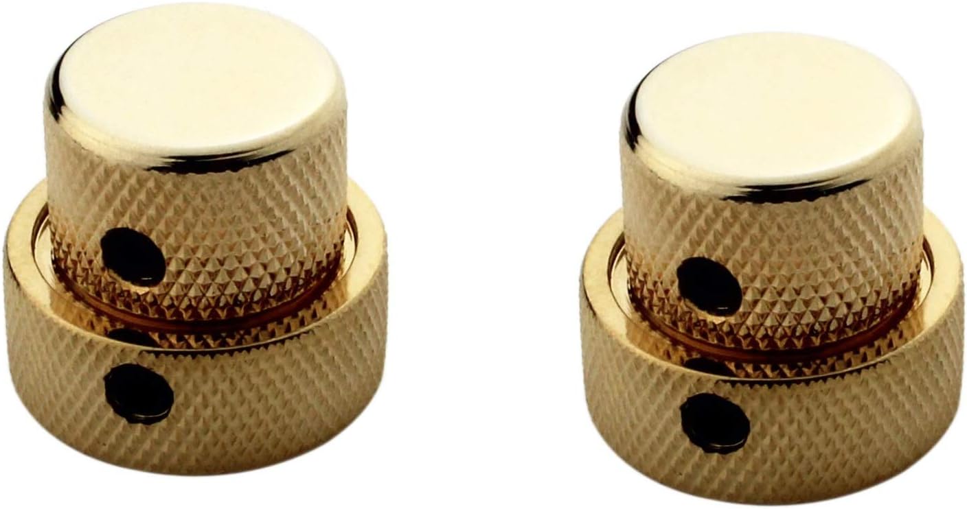 guykerDual Concentric Control Knobs - Dome Volume Tone Speed Stacked Knob Replacement for Electric Guitar or Precision Bass(2 Piece, Golden)