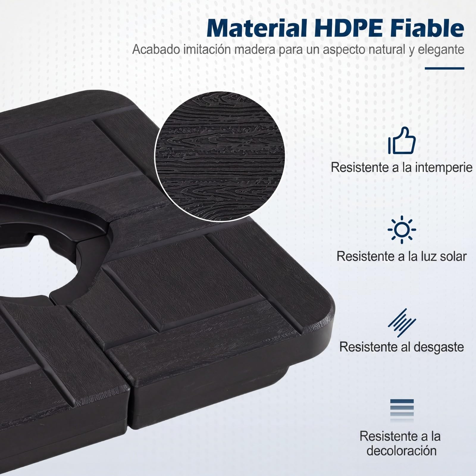 COSTWAY Base para Sombrilla de 4 Piezas, 84 kg Soporte de Sombrilla Rellenable con Agua o Arena, Asas de Transporte, Base Cuadrada de Parasol Voladizo de Exterior para Patio Jardín Terraza (85 kg)