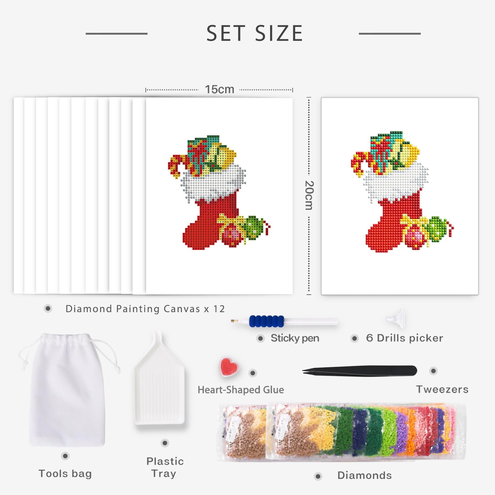 12 Pcs Christmas Diamond Art Kits - Image 4