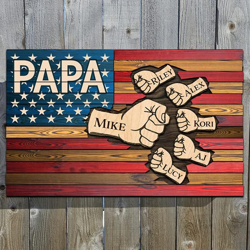 Miniatura 2 de Regalos personalizados para papá, abuelo, regalo del día del padre de parte de nietos, regalos de papá, bandera del día de la independencia, placa
