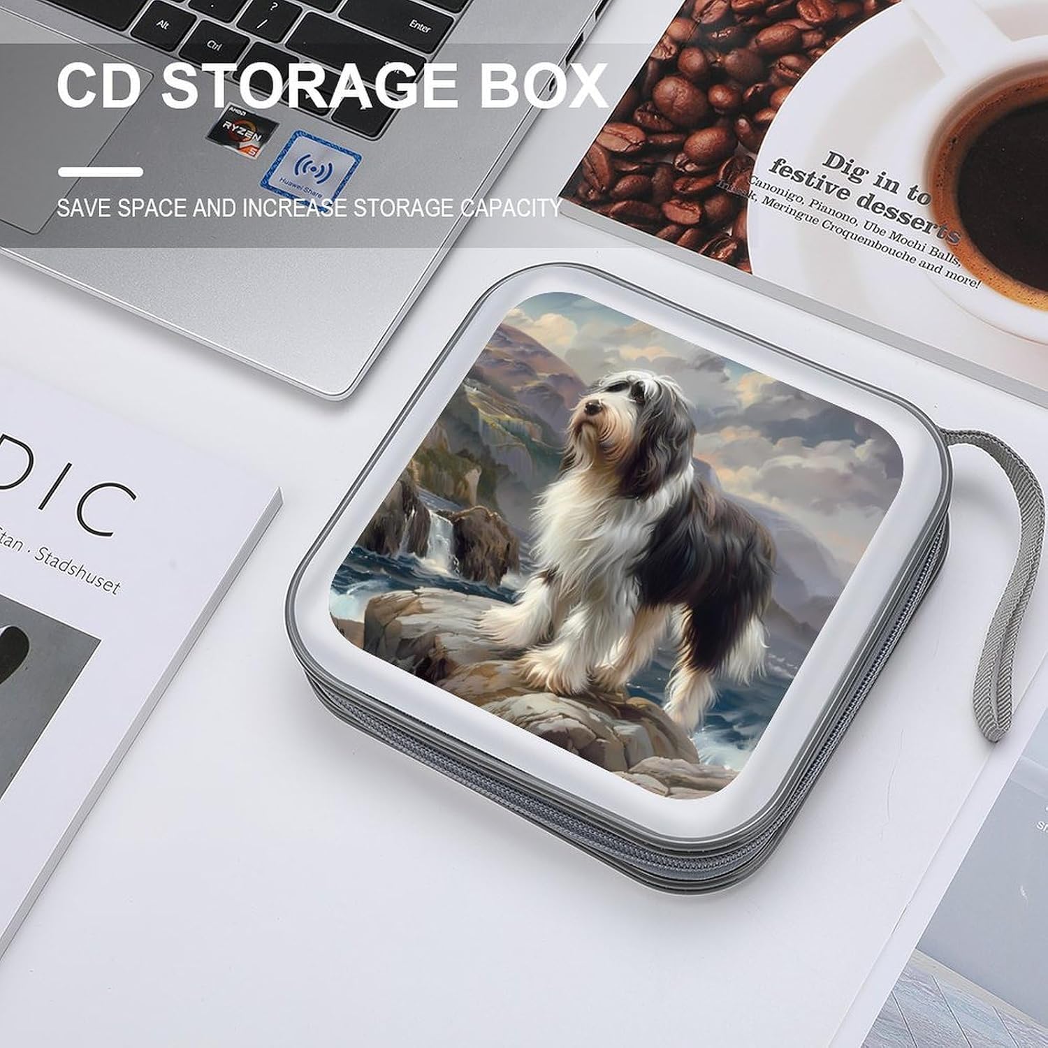 Bearded Collie CD Cases DVD Holder Storage Box Plastic Protection Case for Car Home Office Travel image 4