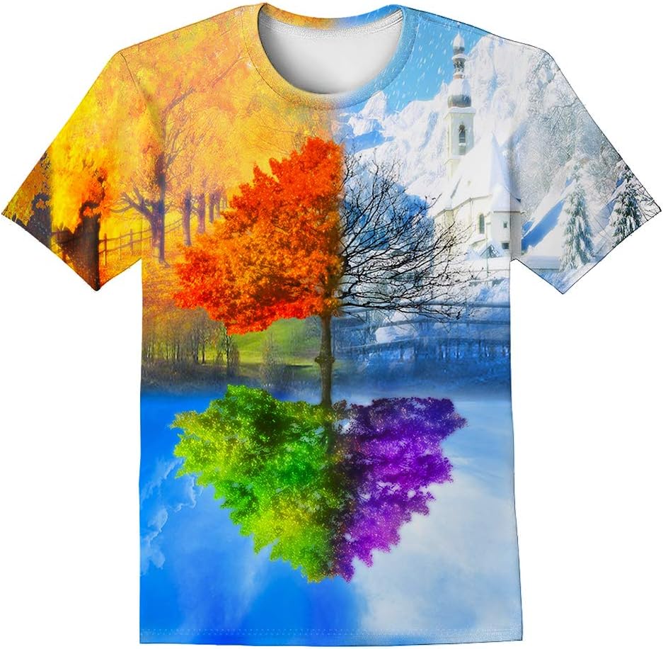 LAIDIPAS Boys Girls 3D Graphic Shirts Cool Crewneck T-Shirt Unisex Short Sleeve Top Tees 6-16 Years