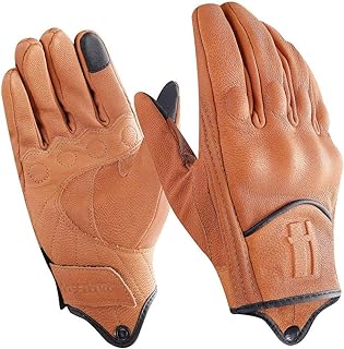 Harssidanzar Leather Motorcycle Gloves for Men Touchscreen Hard Knuckles GM028