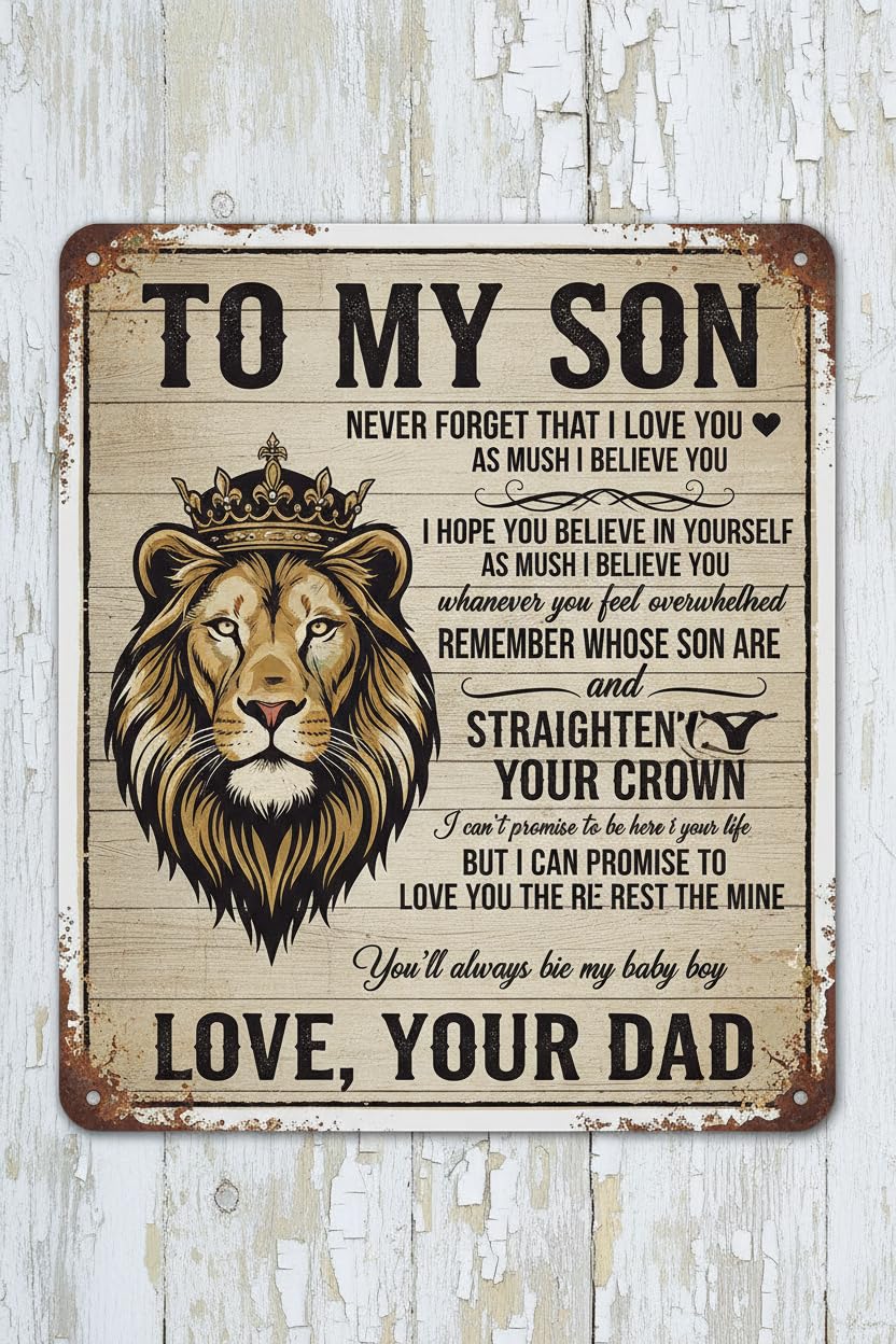 To My Son Never Forget I Love You Tin Sign, 8x12 Inch