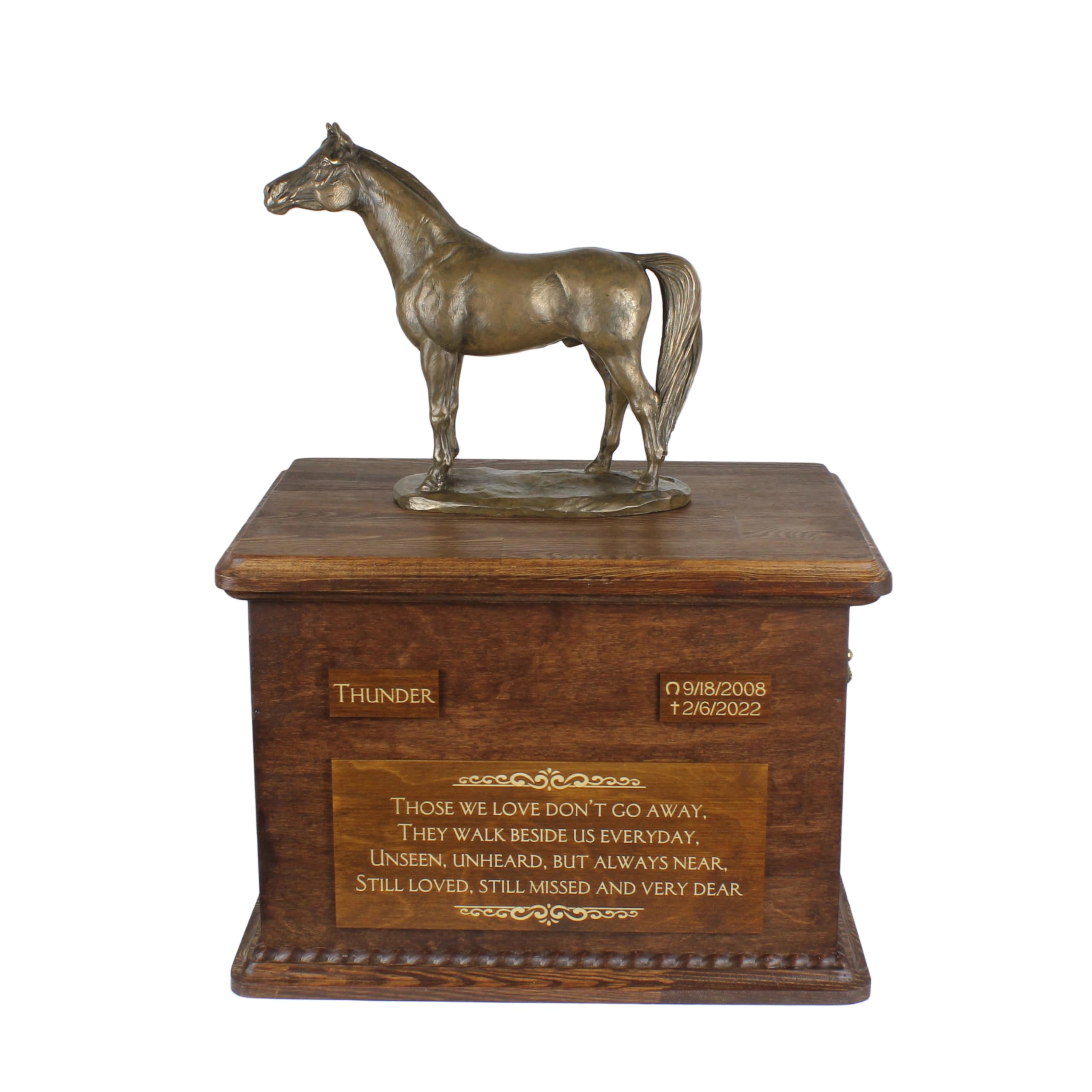 Urne pour les cendres de cheval en bois fait main mémorial premium avec photo Art-Dog