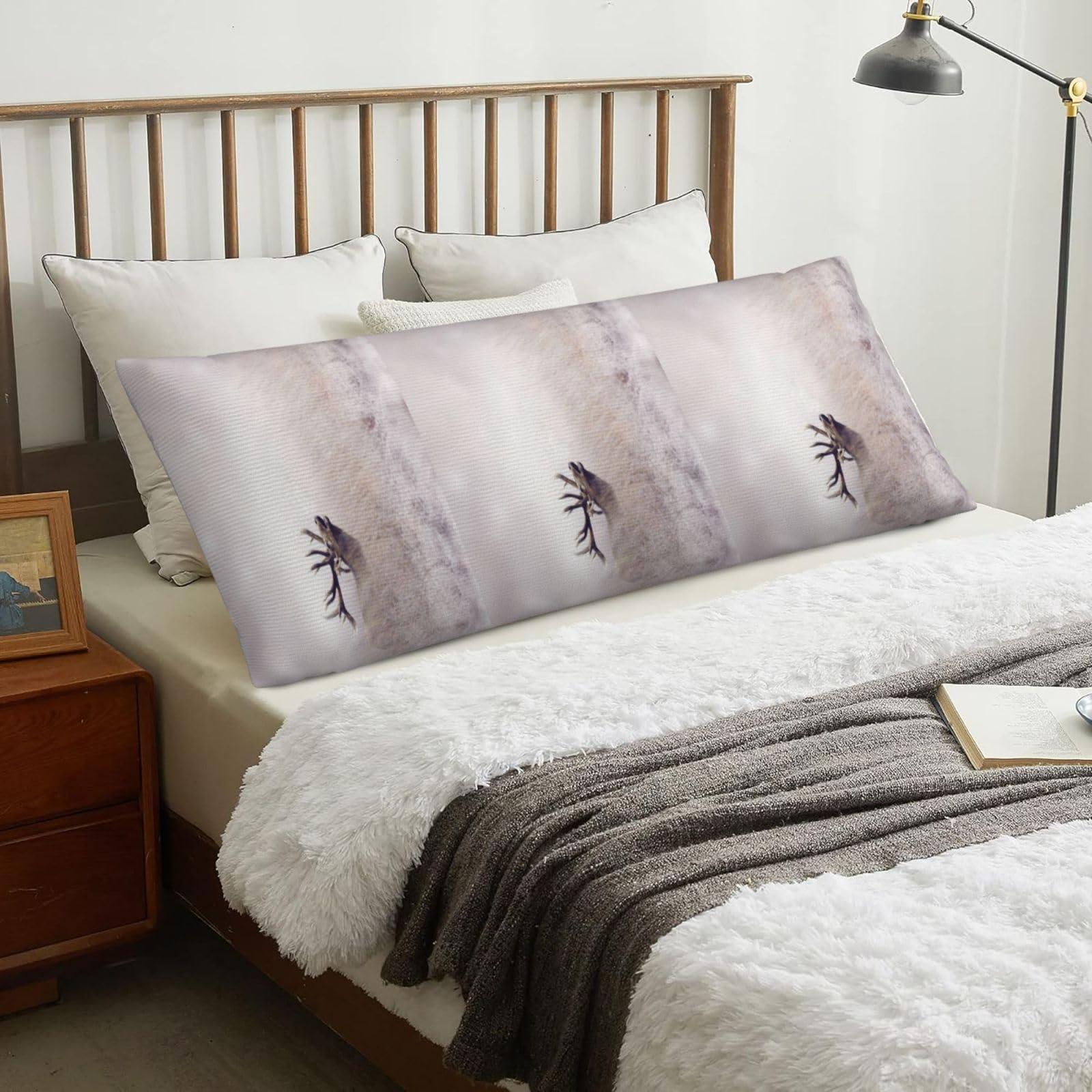 Wild Deer Print, Body Pillow Cover with Zipper,Long Body Pillowcase 20 x 60 in