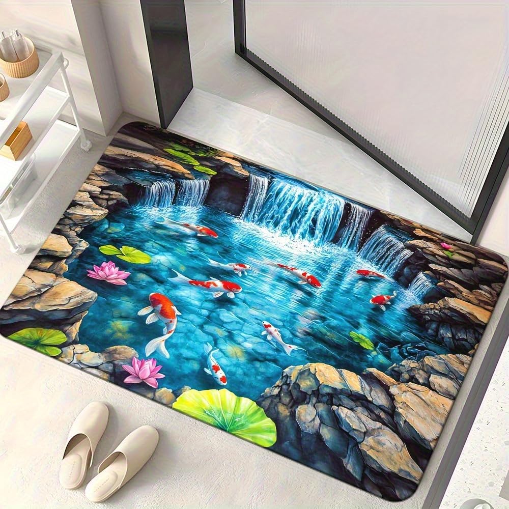 Tapis décoratif cascade et ruisseau pour un bureau ou un porche moderne 100x180cm