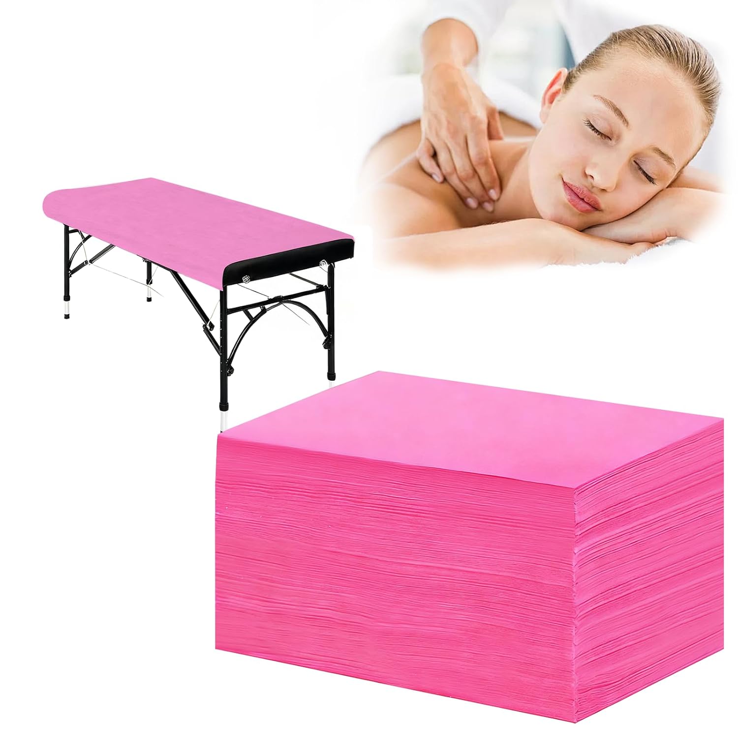 Disposable Bed Sheets 100 Pcs 31" x 71" Massage Table Sheets Non Woven Fabric Pink Bed Sheets Breathable for Meassage Bed Cover for Spa Lash Travel Beauty Salon