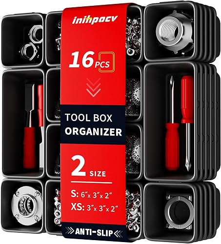 Miniatura 9 de 10 piezas organizadores de cajones de caja de herramientas, bandejas de herramientas grandes y medianas para organización de caja de herramientas,