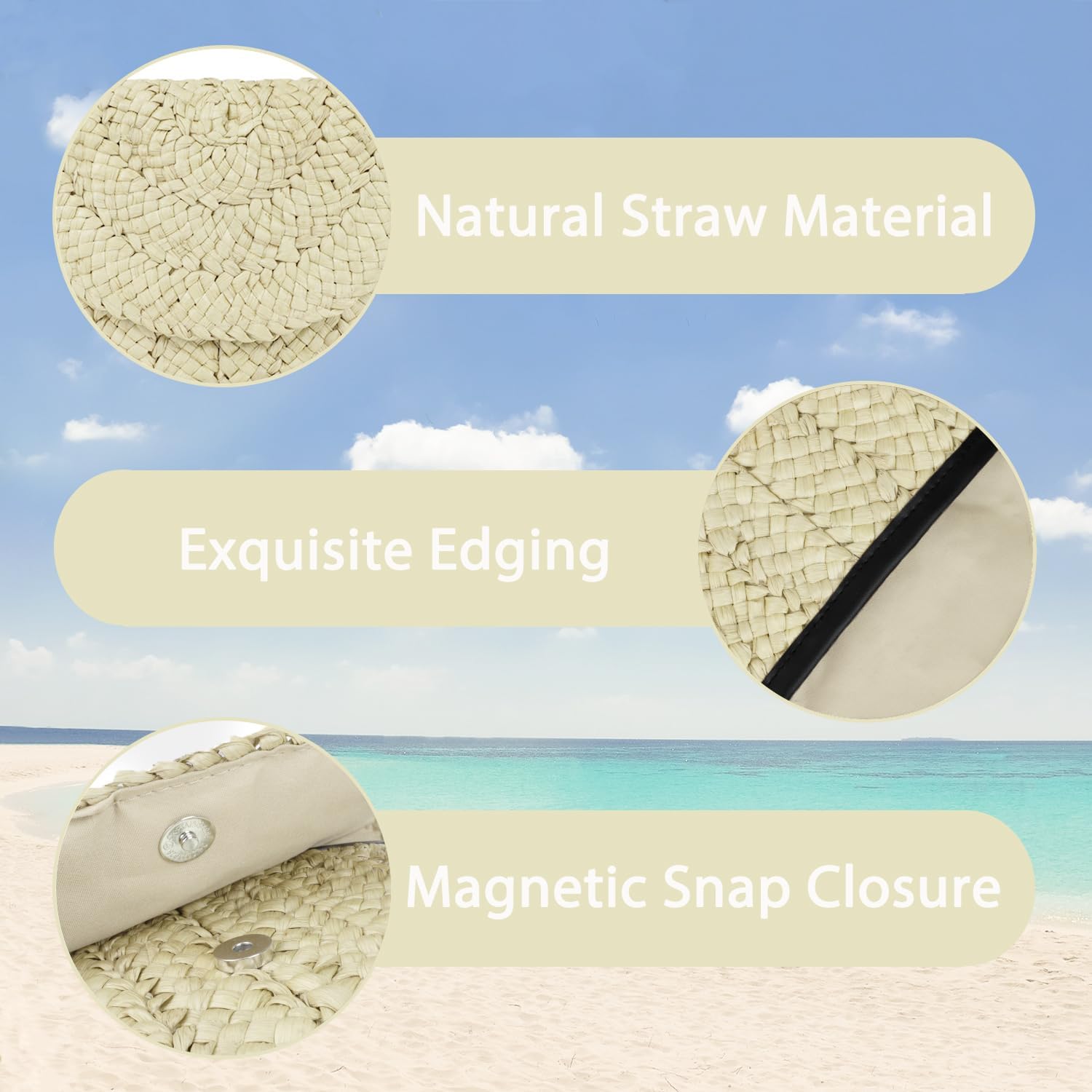 Straw Clutch Bag for Women Envelope Woven Clutch Handbag Summer Beach Purse - Image 3