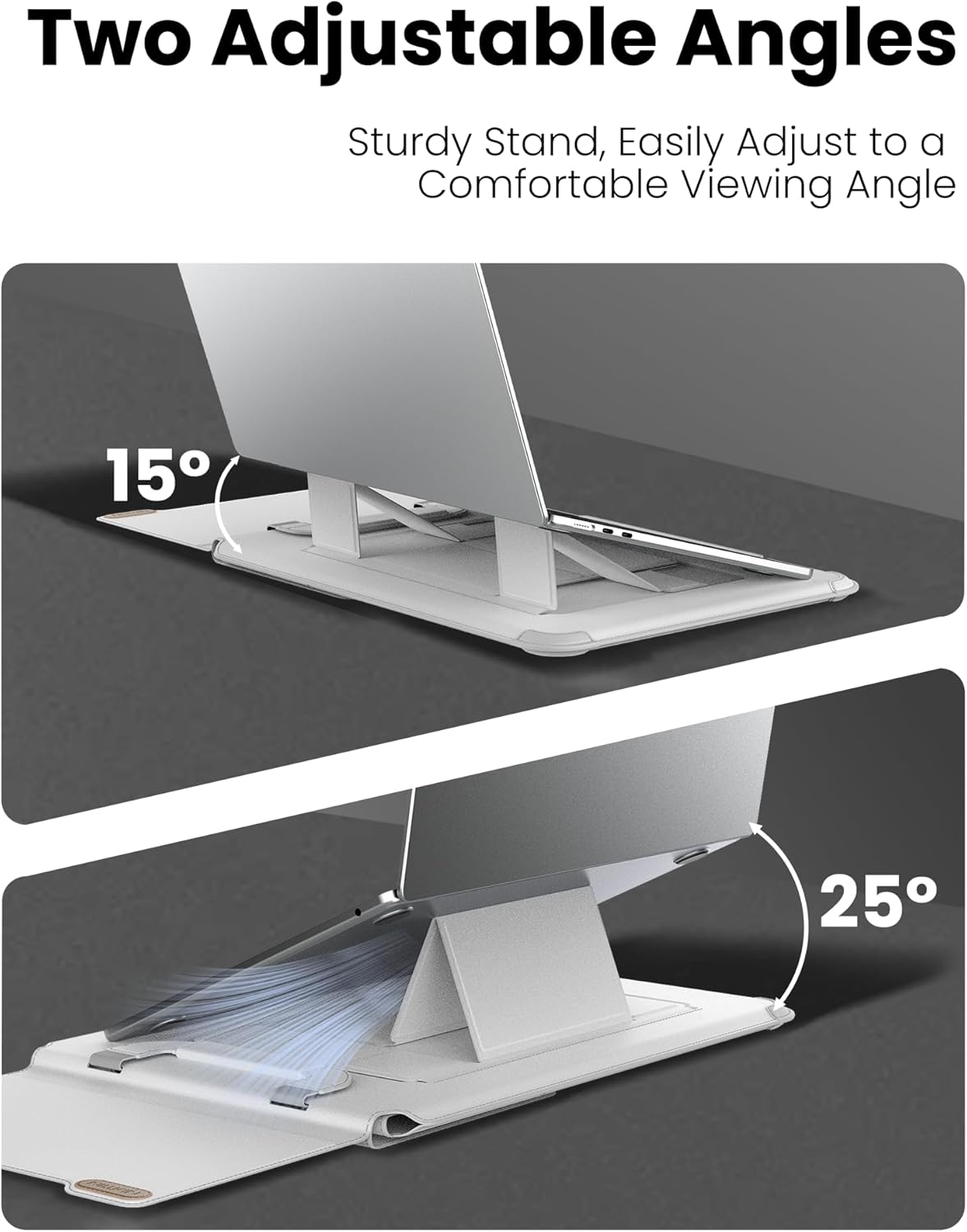 Nillkin Upgraded 13-14 Inch Laptop Sleeve Case for MacBook/Dell/HP/Lenovo/Asus, Unique Slim Travel Computer Bag with Adjustable Stand & Mouse Pad, Magnetic Handle, PU Leather, Gray - Image 6