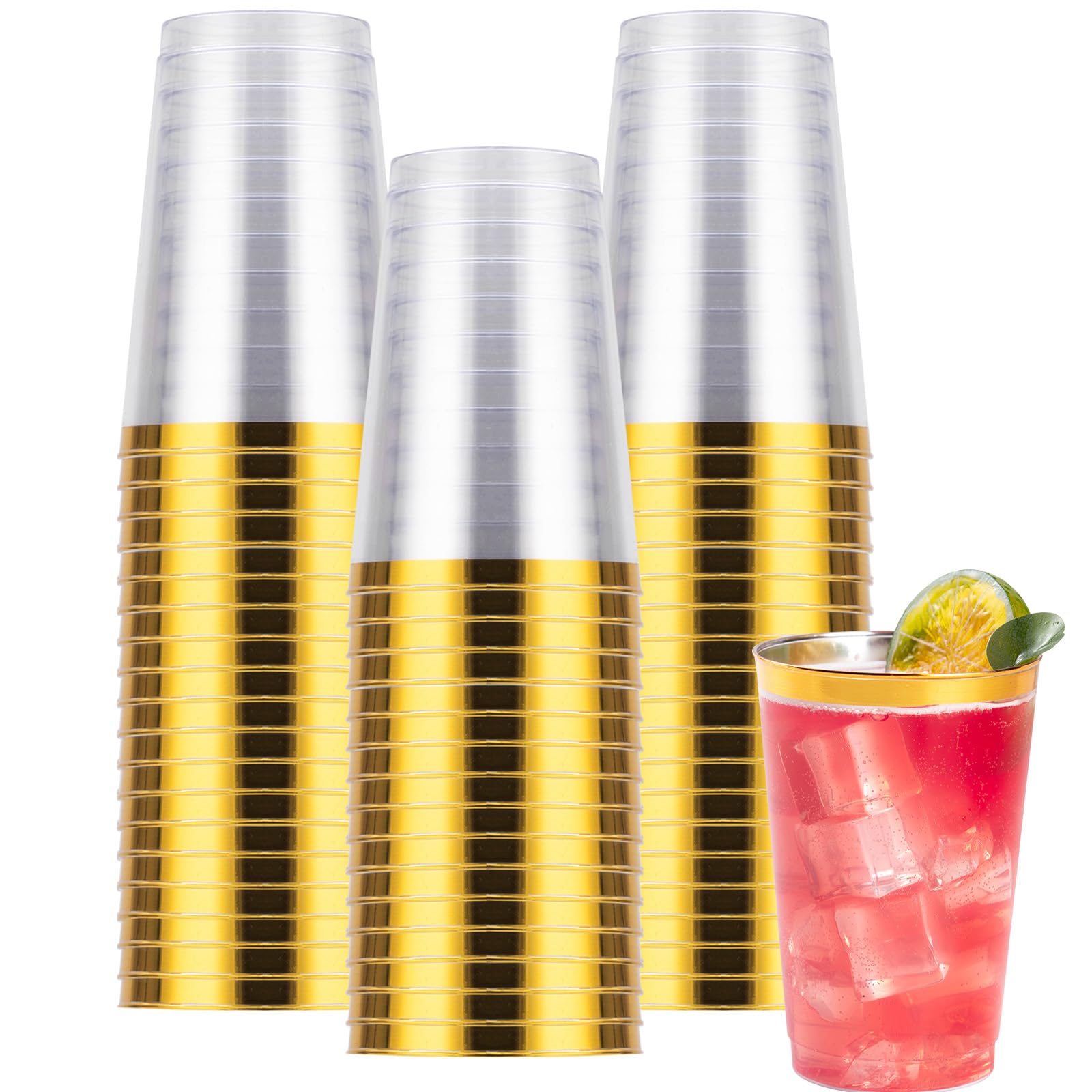 Goodluck 100PCS 9oz Gold Plastic Cups for Party, Disposable Gold Rim Cups — Amazon image 24
