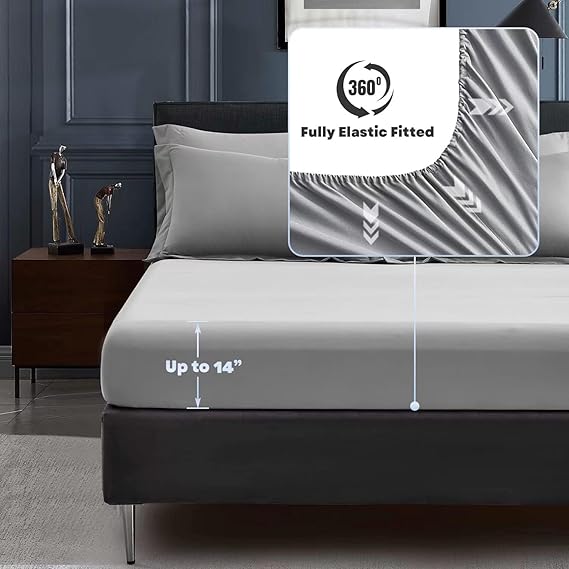 Maple&Stone Twin Comforter Set 5 Pieces Bed in a Bag - Down Alternative Bed Set with Sheets, Pillowcase & Sham, Soft Reversible Duvet Insert for Twin Bed, Dark Grey & Light Grey
