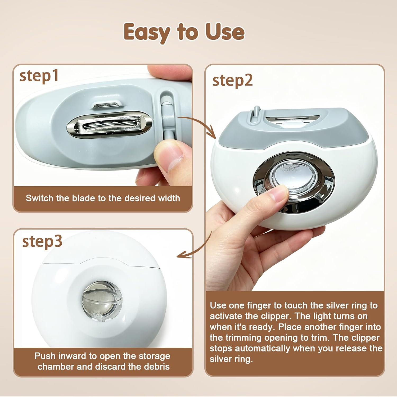 Adjustable Blade Opening Electric Nail Clipper with Touch On/Off for Thick & Thin, Electric Nail Clippers for Seniors & Adults, Baby Automatic Nail Trimmer for Fingernails & Toenails (Upgrade White)