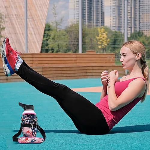 Miniatura 6 de Botella de agua deportiva con funda  3240 onzas, 2 tapas (tapa de boquilla), a prueba de fugas, acero inoxidable aislado al vacío, frío caliente,