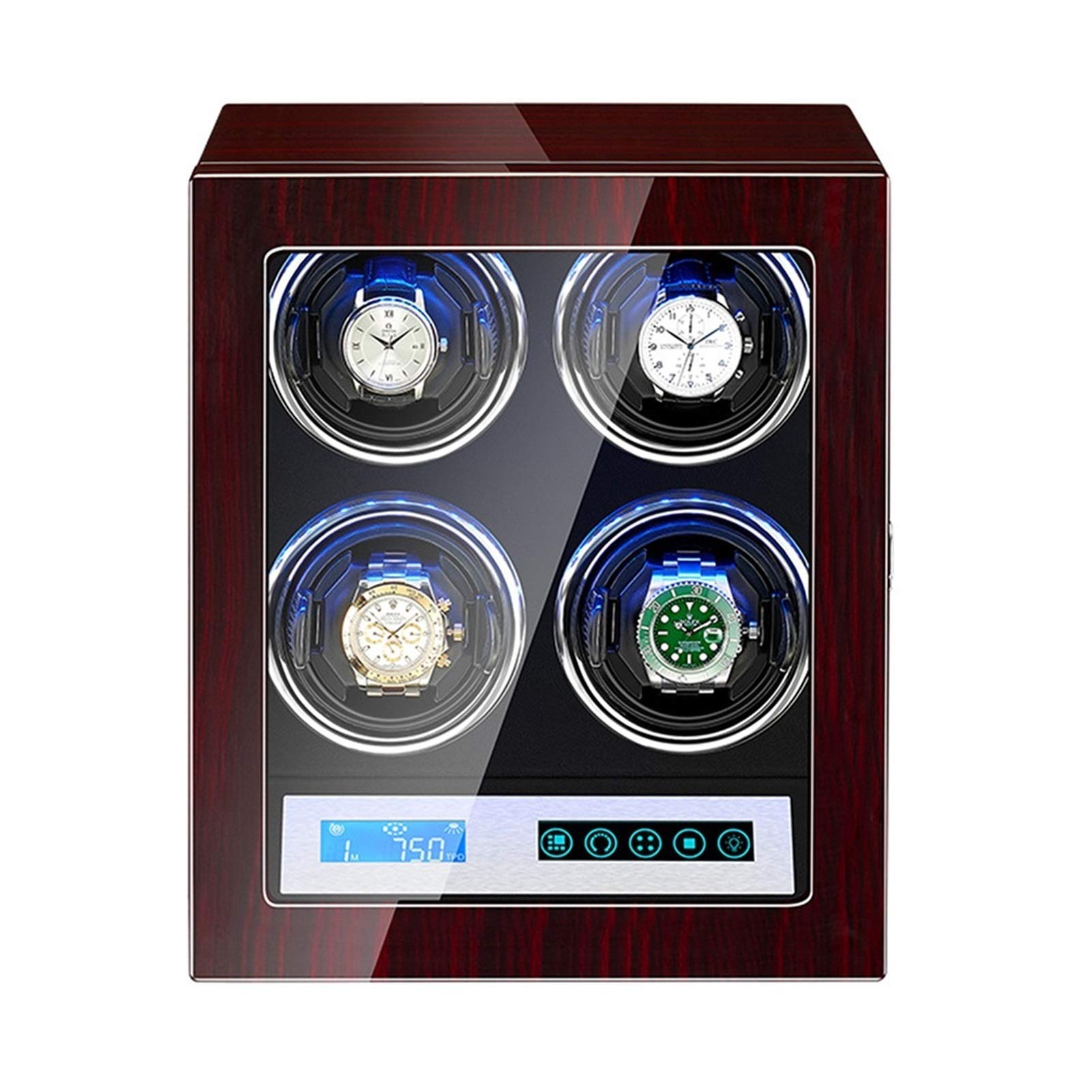 QUSYZD Automatic Watch Winder Box Built-in Illumination Silent Motor LCD Touch Screen Display for Men Women Watch,9+0