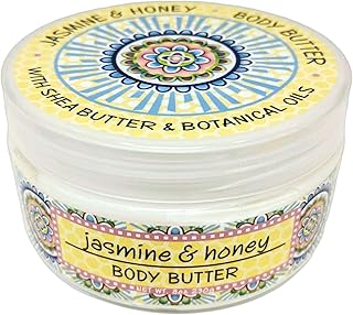 Greenwich Bay Trading Co. Scented Botanic Body Butter - Luxurious Hydration with Shea & Cocoa Butter, Enriched with Vitamin E - 8 Ounce Tub (Jasmine & Honey)