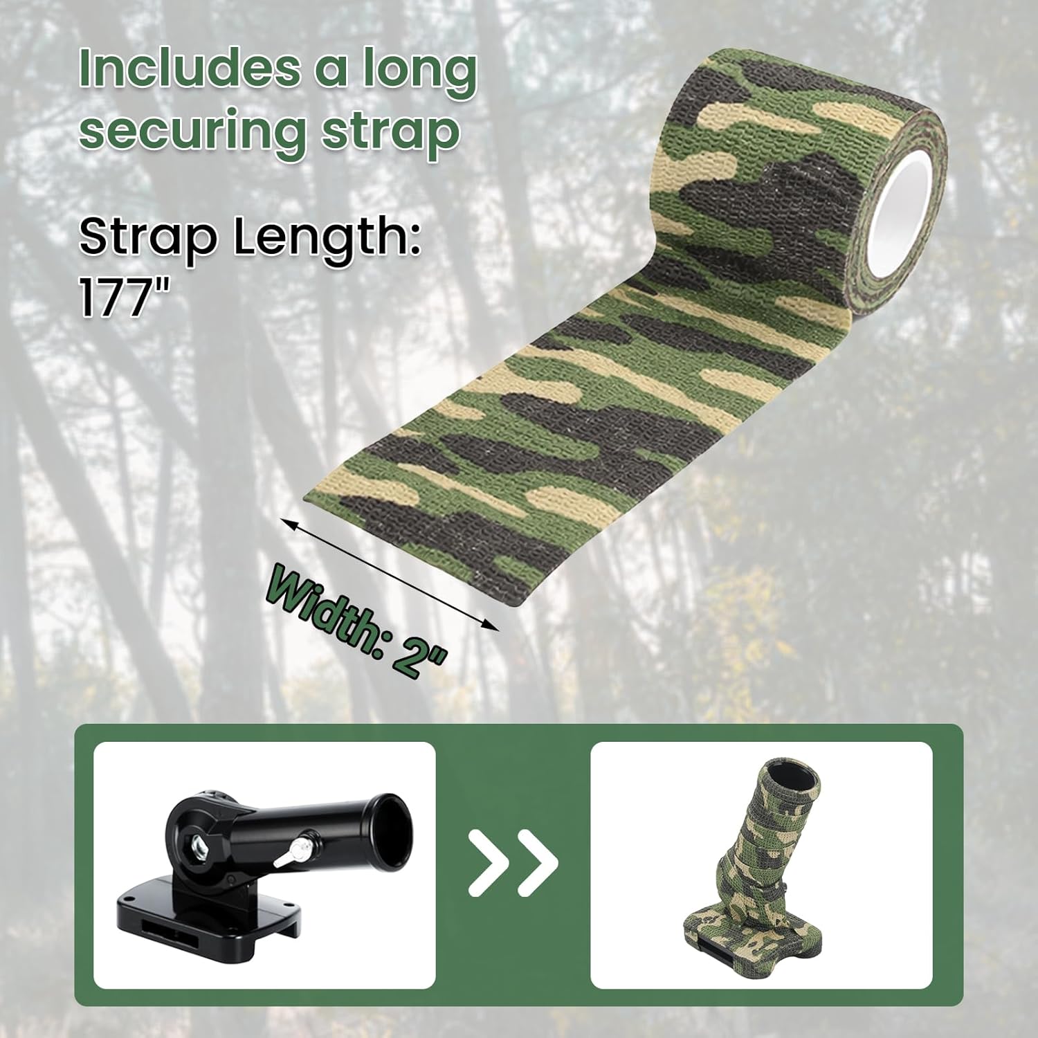 Metal Tree Stand Branch Holders with Adjustable Bracket and Strap, 180 Degree Angle Outdoor Hunting Tree Branch Rest