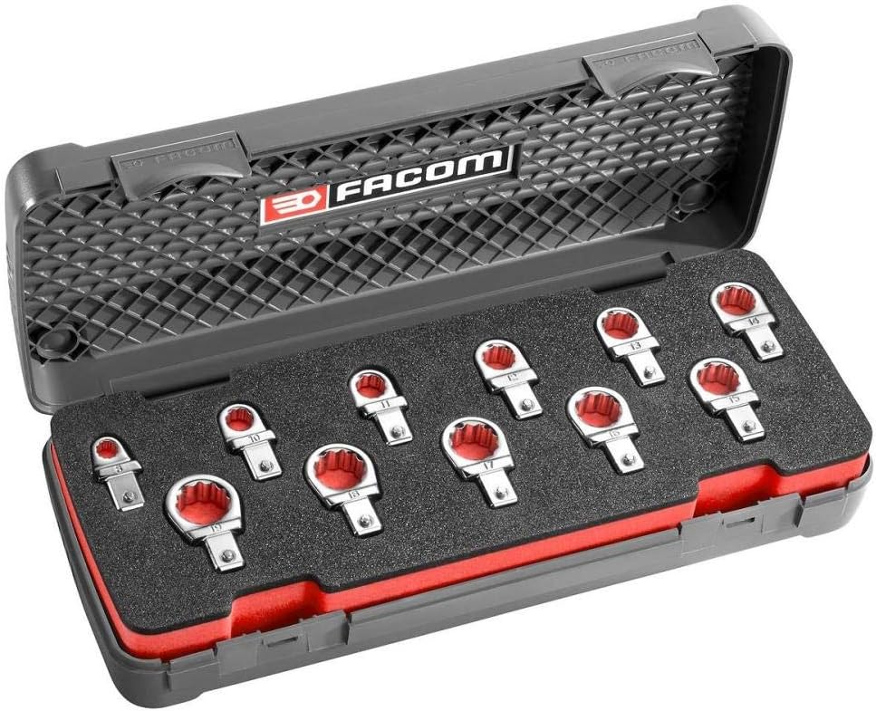 FACOM - Set of 9 x 12mm Metric Polygonal Bits - 12.J11 - For Professionals and Individuals - FACOM Heavy Duty and Durable Tools - Foam Tray and Case Included