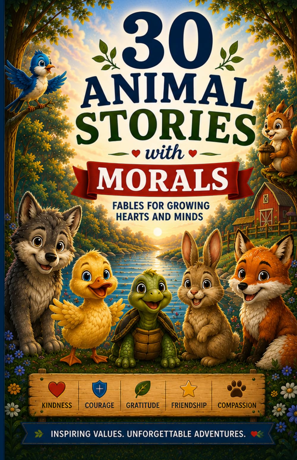 30 Animal Stories with Morals: Bedtime Fables About Kindness, Courage, Friendship, and Social Emotional Learning