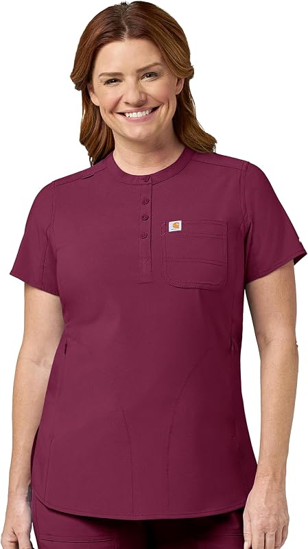 Carhartt Scrubs C12910 Women's Force® Cross-Flex Modern-Fit Henley Tuni